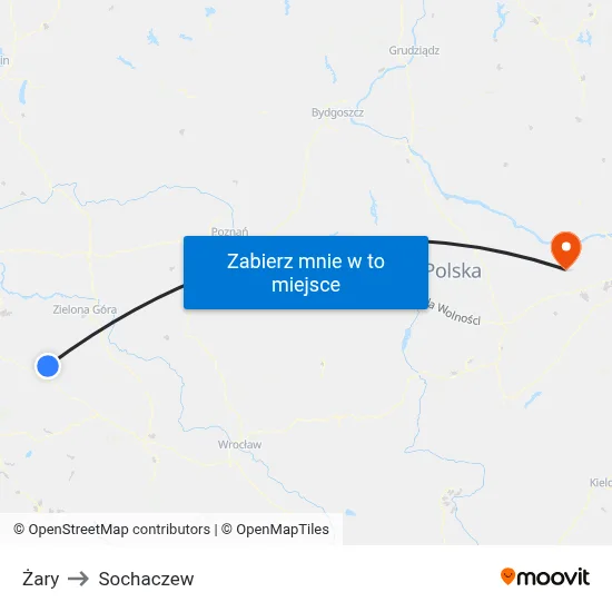 Żary to Sochaczew map