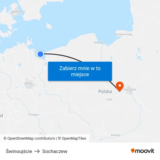 Świnoujście to Sochaczew map