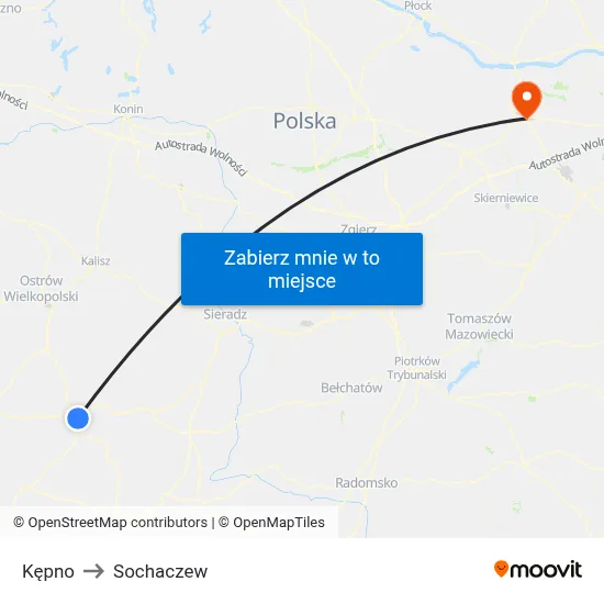 Kępno to Sochaczew map