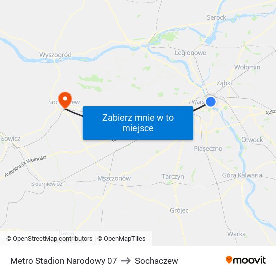 Metro Stadion Narodowy 07 to Sochaczew map