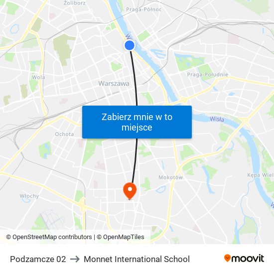 Podzamcze 02 to Monnet International School map