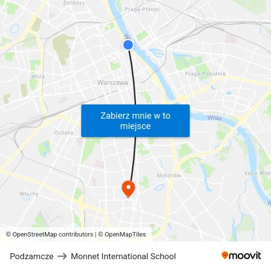 Podzamcze to Monnet International School map