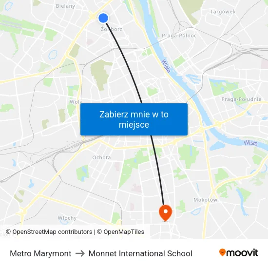 Metro Marymont to Monnet International School map