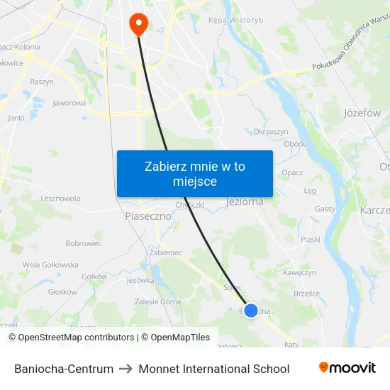 Baniocha - Centrum to Monnet International School map
