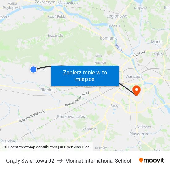 Grądy Świerkowa 02 to Monnet International School map