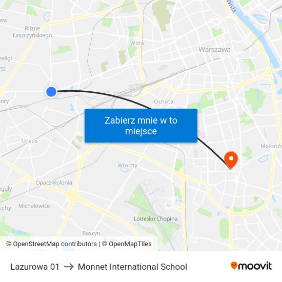 Lazurowa to Monnet International School map