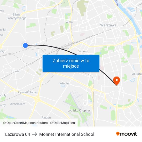 Lazurowa 04 to Monnet International School map