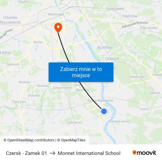 Czersk-Zamek to Monnet International School map