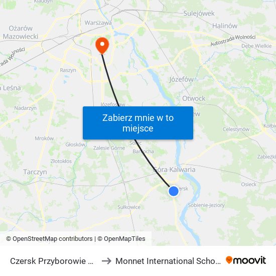 Czersk Przyborowie 01 to Monnet International School map