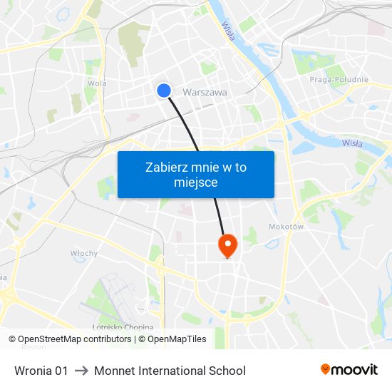 Wronia to Monnet International School map