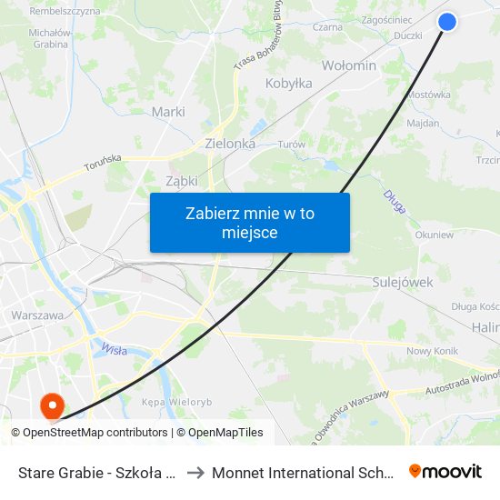 Stare Grabie-Szkoła to Monnet International School map