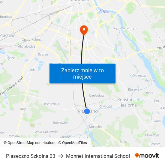 Piaseczno Szkolna to Monnet International School map