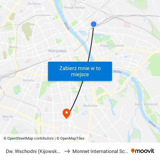 Dw. Wschodni (Kijowska) 15 to Monnet International School map