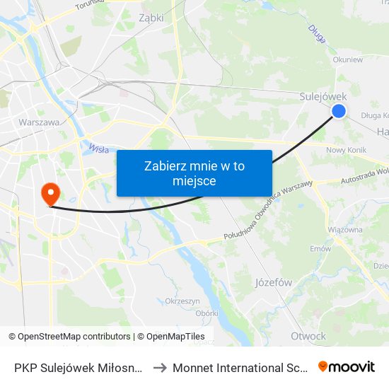 PKP Sulejówek Miłosna 01 to Monnet International School map