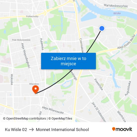 Ku Wiśle 02 to Monnet International School map