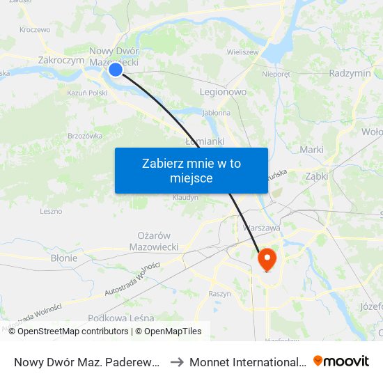 Nowy Dwór Maz. Paderewskiego 01 to Monnet International School map