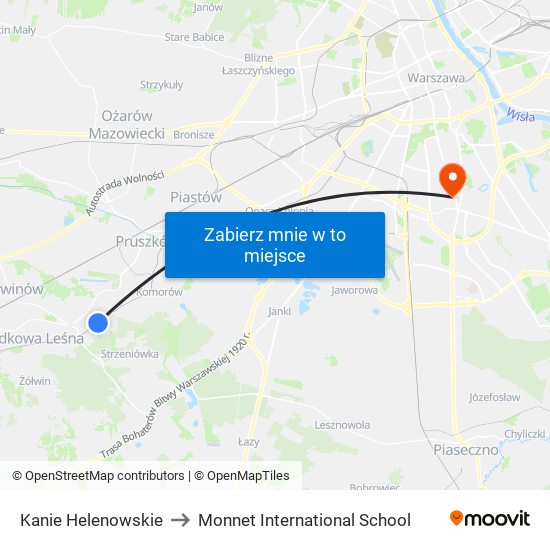 Kanie Helenowskie to Monnet International School map