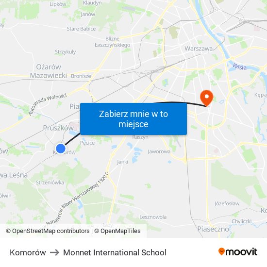 Komorów to Monnet International School map