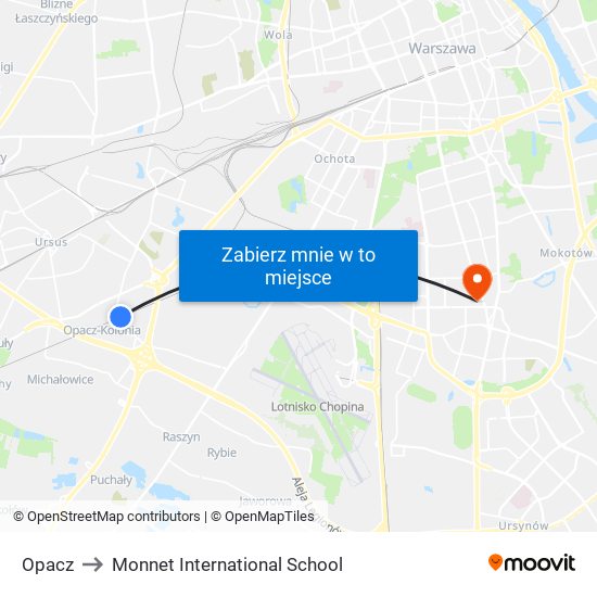 Opacz to Monnet International School map