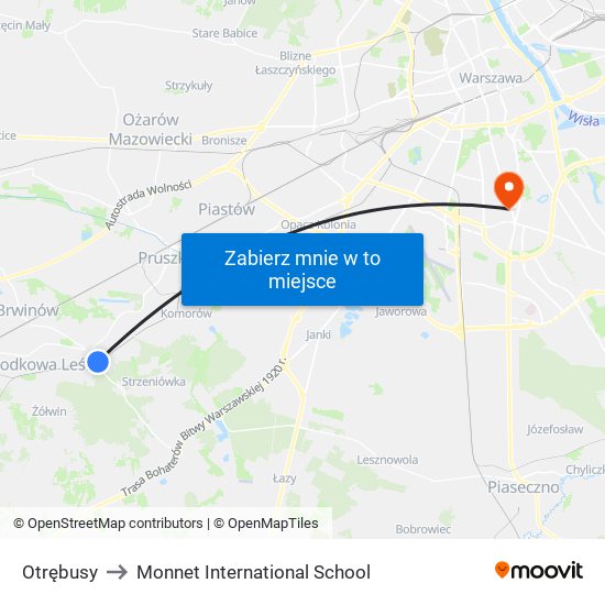 Otrębusy to Monnet International School map