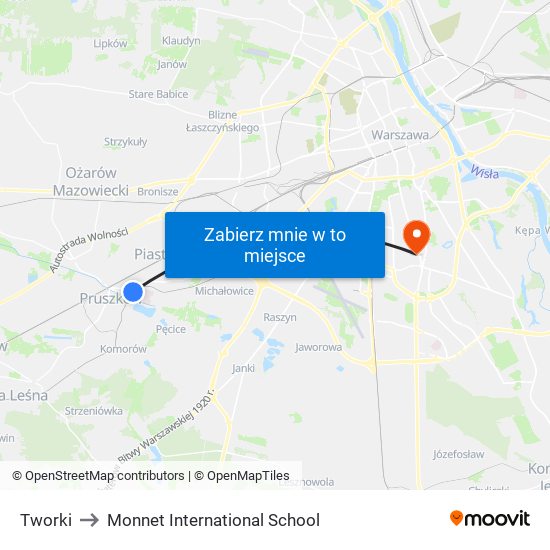 Tworki to Monnet International School map