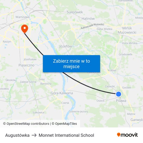 Augustówka to Monnet International School map