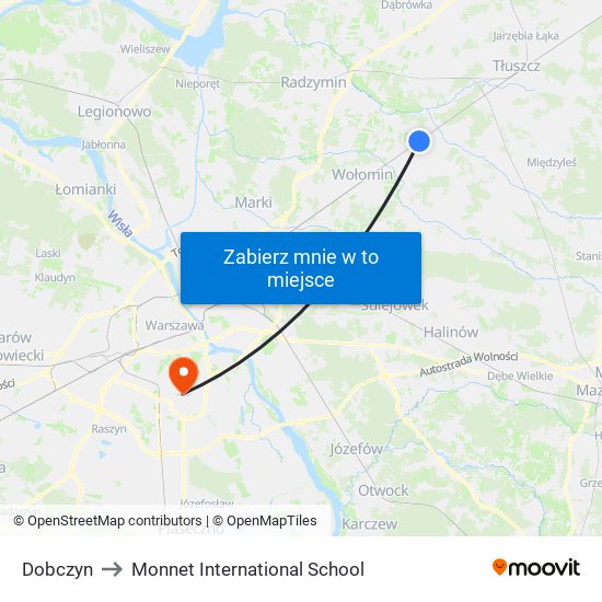 Dobczyn to Monnet International School map