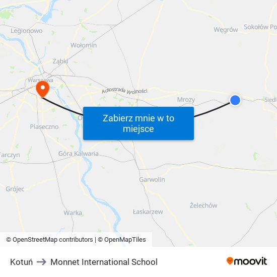 Kotuń to Monnet International School map