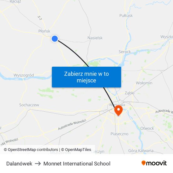 Dalanówek to Monnet International School map