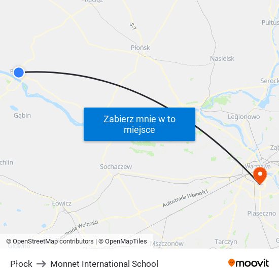 Płock to Monnet International School map