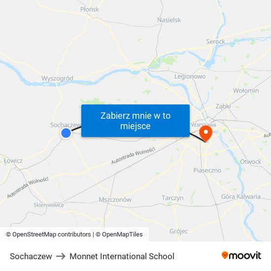 Sochaczew to Monnet International School map