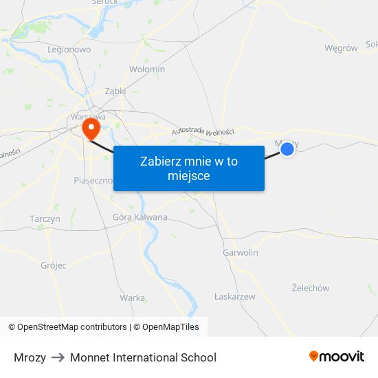 Mrozy to Monnet International School map