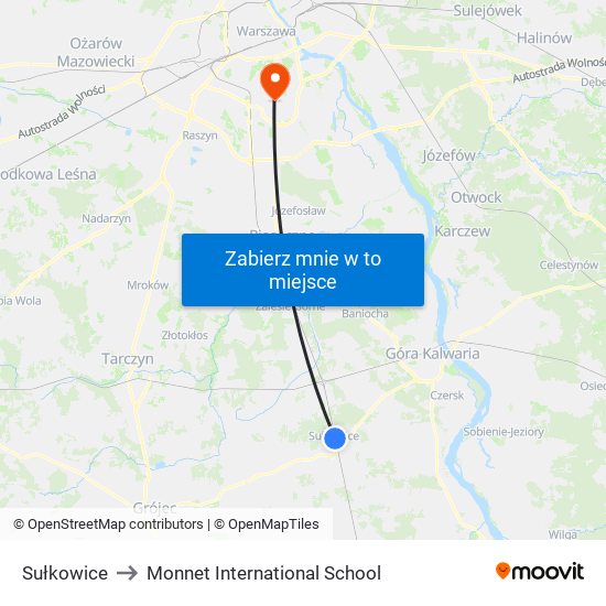 Sułkowice to Monnet International School map