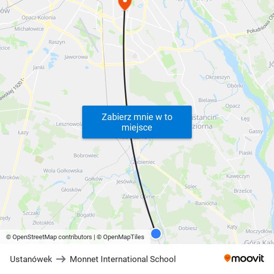 Ustanówek to Monnet International School map