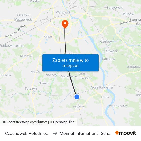 Czachówek Południowy to Monnet International School map