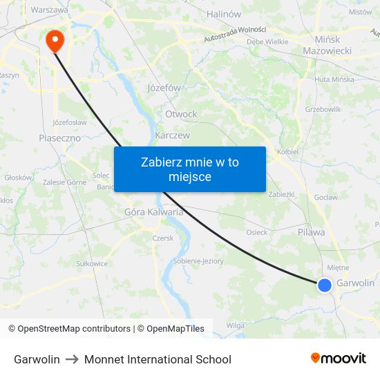 Garwolin to Monnet International School map