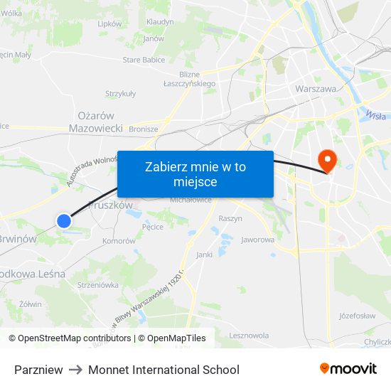 Parzniew to Monnet International School map