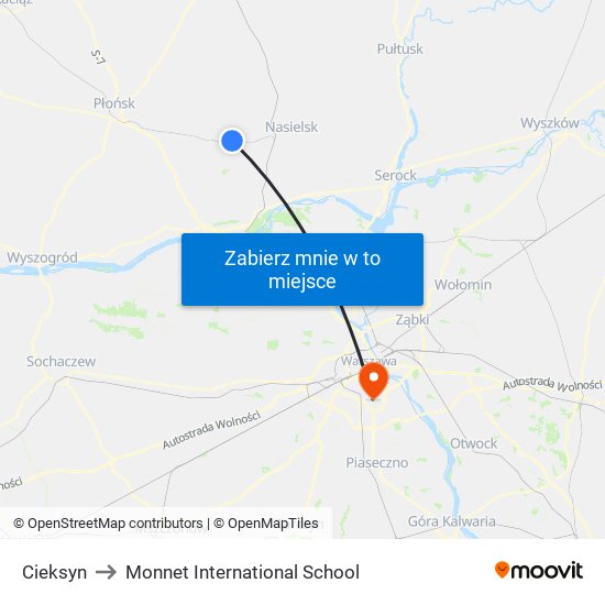 Cieksyn to Monnet International School map