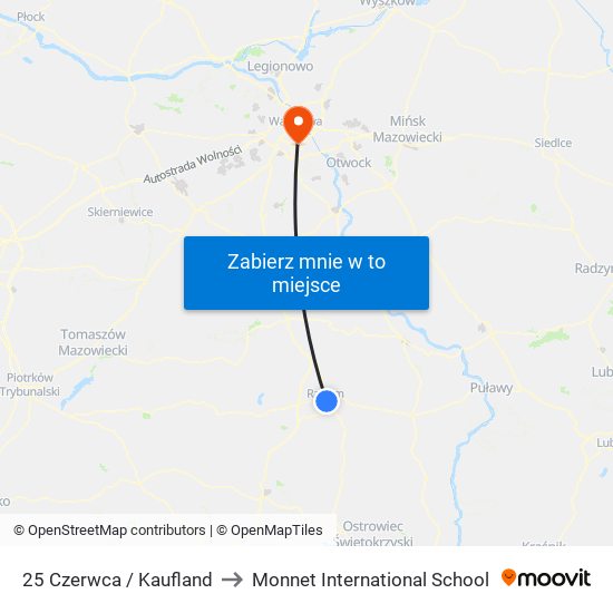 25 Czerwca / Kaufland to Monnet International School map