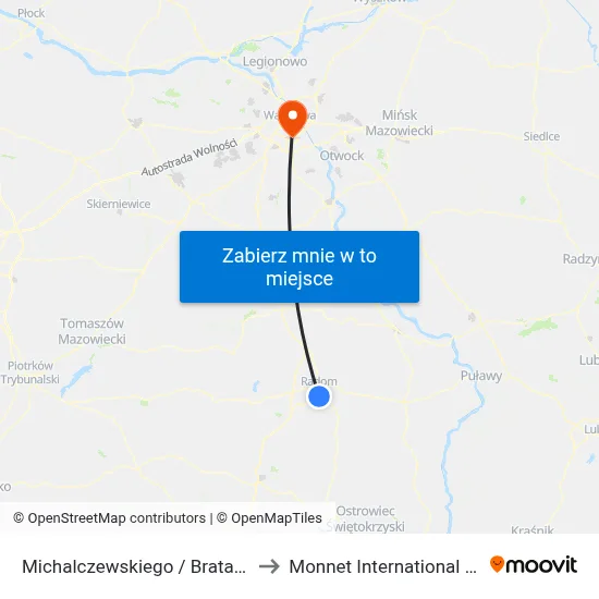 Michalczewskiego / Brata Alberta to Monnet International School map