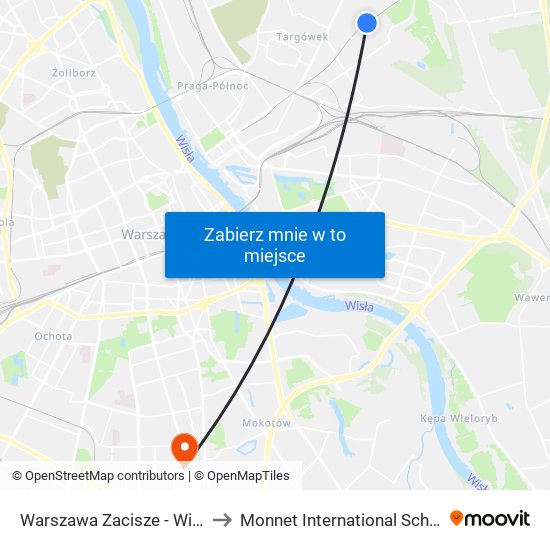 Warszawa Zacisze - Wilno to Monnet International School map