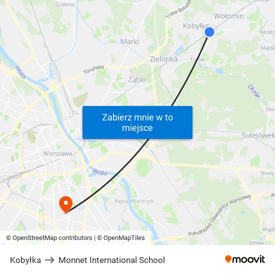 Kobyłka to Monnet International School map