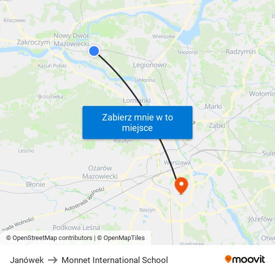 Janówek to Monnet International School map