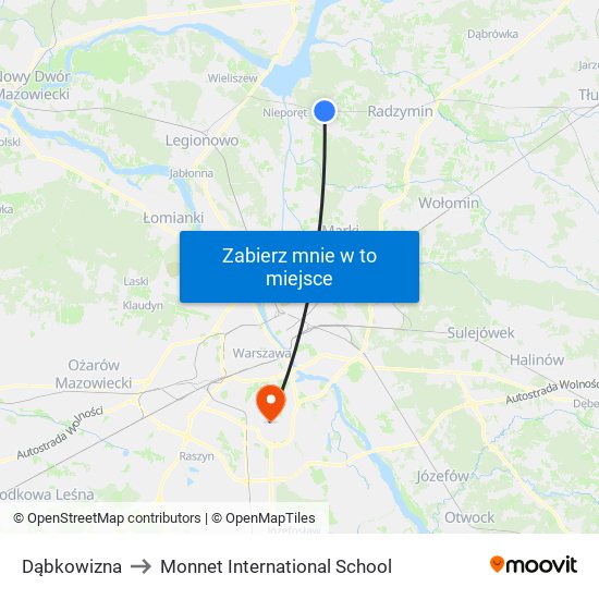 Dąbkowizna to Monnet International School map