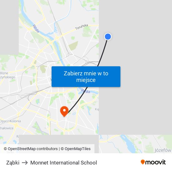 Ząbki to Monnet International School map