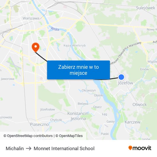 Michalin to Monnet International School map