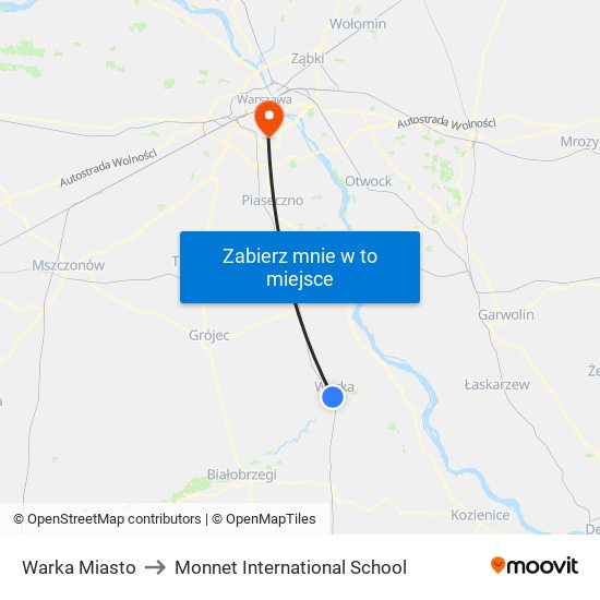 Warka Miasto to Monnet International School map