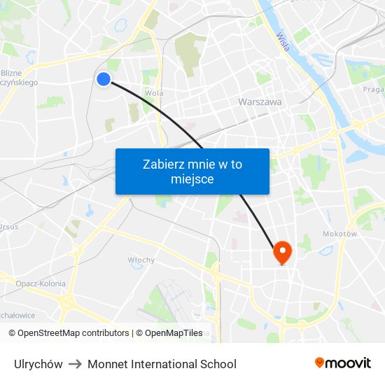 Ulrychów to Monnet International School map