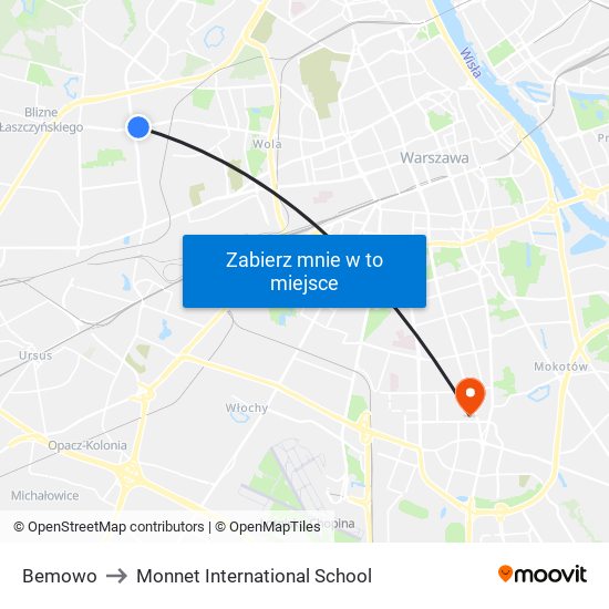 Bemowo to Monnet International School map