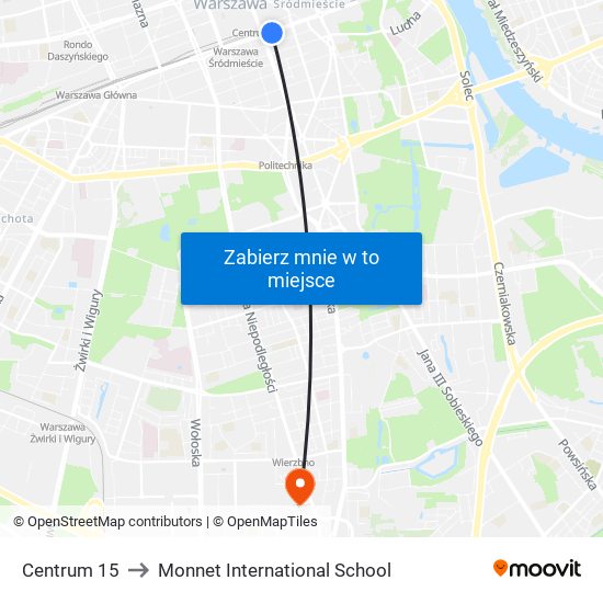 Centrum to Monnet International School map